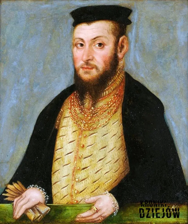 Zerwanie unii polsko-litewskiej przez króla Zygmunta Augusta - tutaj król na portrecie Lucasa Cranacha