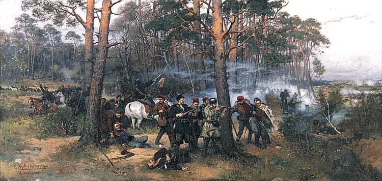 Romuald Traugutt był przywódcą Powstania Styczniowego 1863-1864 - obraz Tadeusza Ajdukiewicza przedstawiający scenę z powstania