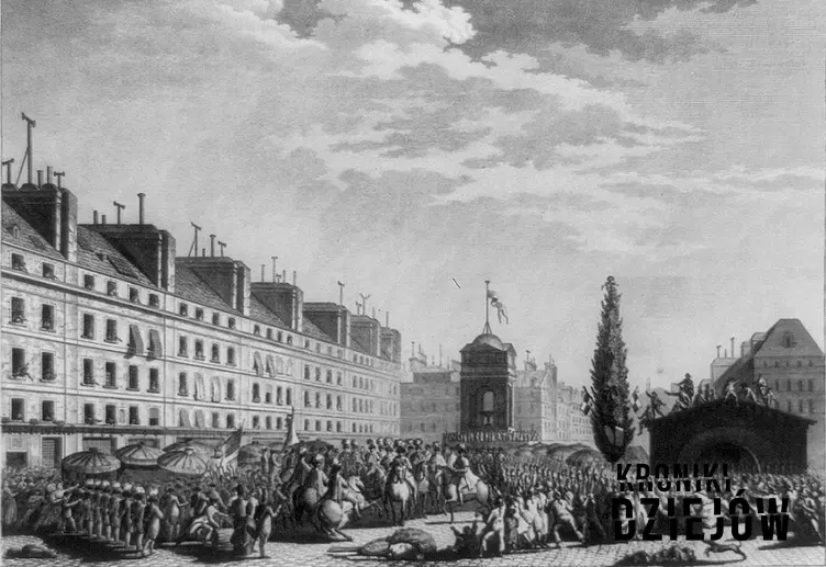 Rewolucja francuska zmieniła ustrój we Francji - proklamowanie konstytucji 1791 r. na obrazie Pierre Berhault