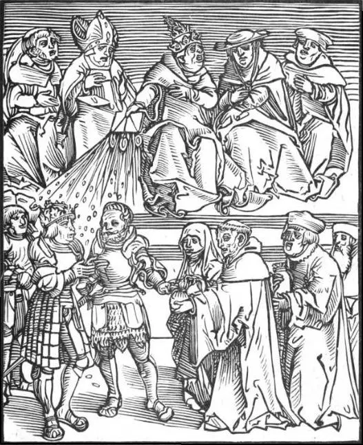 Polityka papieska, czyli rycina z czasów Marcina Lutra, przedstawiająca papieży, a także sylwetki innych niezasłużonych papieży w dziejach świata