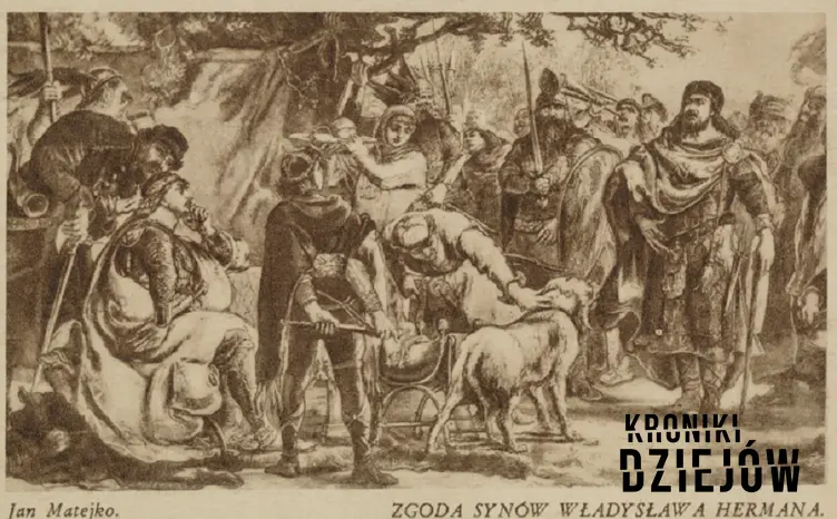 Zgoda synów Władysława Hermana, obraz Jana Matejki, ukazujący zakończenie wojny Braci i zgodę między Zbigniewem a Bolesławem Krzywoustym
