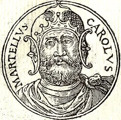 Karol Młot brał udział w bitwie pod Poitier - bitwie, w której wygrała strona słabsza - rycina z XVI wieku z Promptuarii Iconum Insigniorum