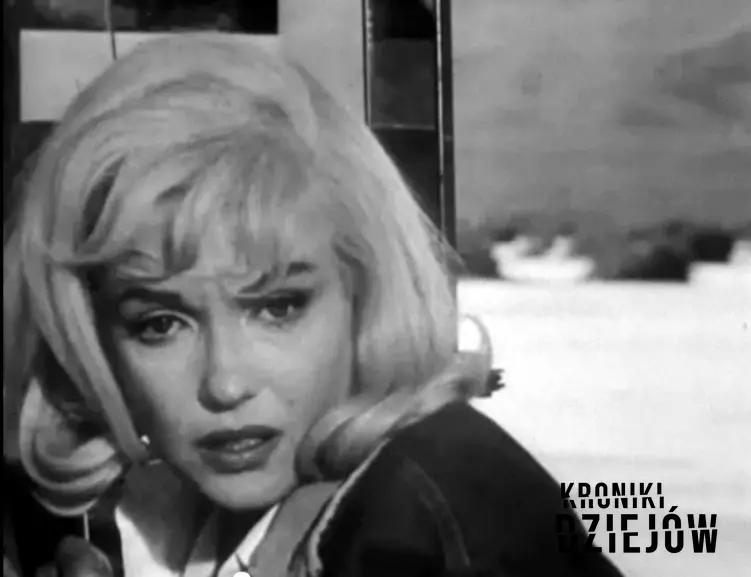 Marylin Monroe w kadrze z czarno-białego filmu, a także najbardziej znane cytaty z aktorki