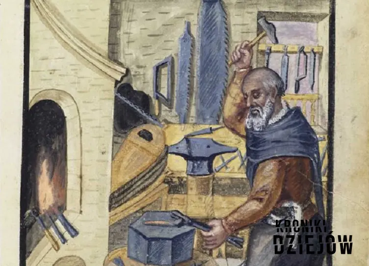 Kowal przy pracy na rycinie z XVII wieku, a także informacje o słowie partacz, jego pochodzeniu, ciekawostkach oraz znaczeniu