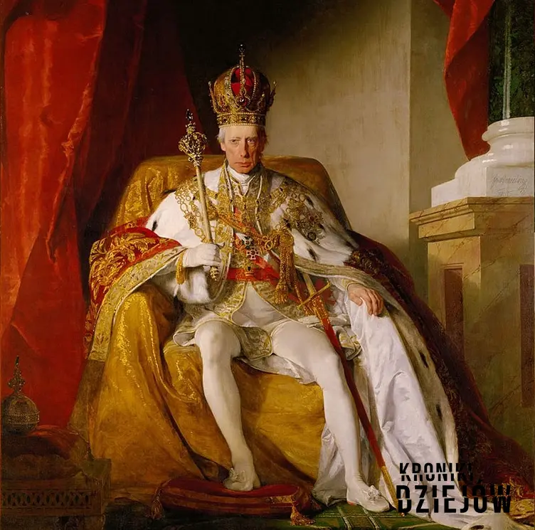 Franciszek I w stroju koronacyjnym, władca Włoch, a także informacje o Świętym Przymierzu, data założenia, rozpad, działalność oraz strony