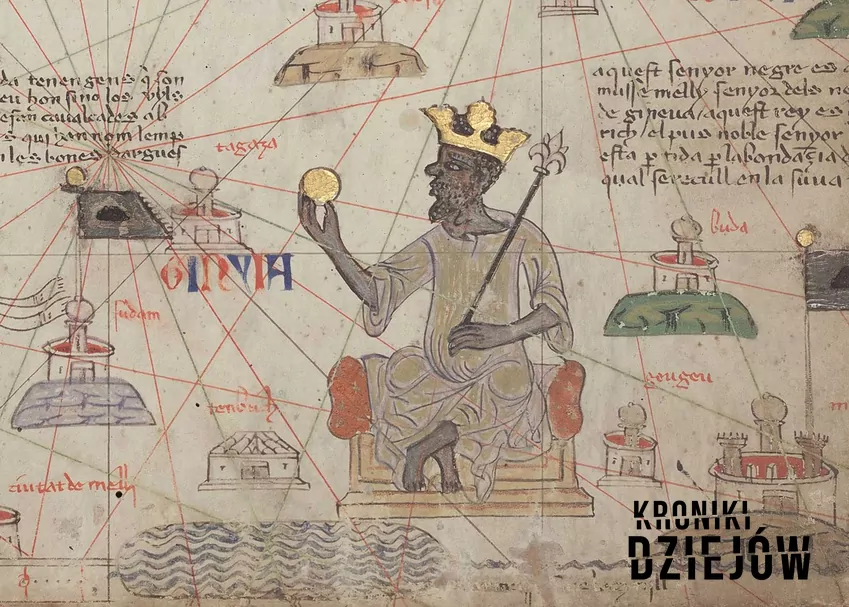 Mansa Musa z monetą, mapa