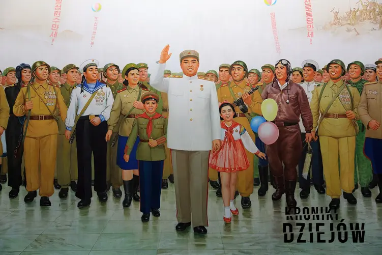 Kim Ir Sen – obraz u wejścia do muzeum Walki Wyzwoleńczej