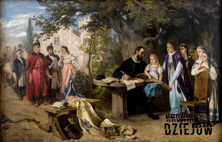 Jan Zamoyski odwiedził Jana Kochanowskiego w Czarnolesie na obrazie Karola Millera, a także jak został on rektorem w Padwie