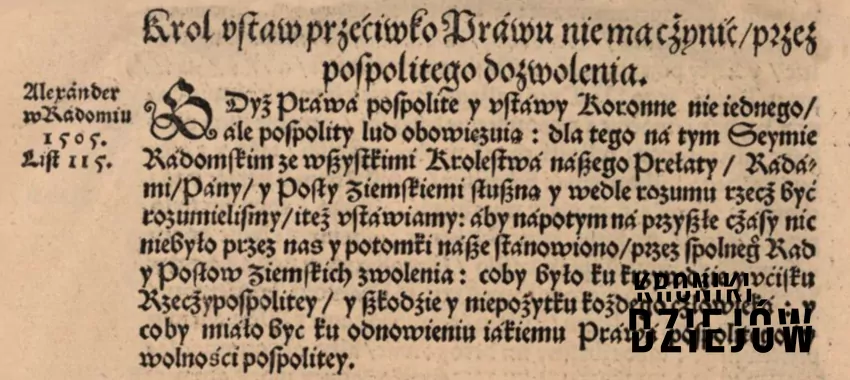 Tłumaczenie konstytucji Nihil Novi 1570