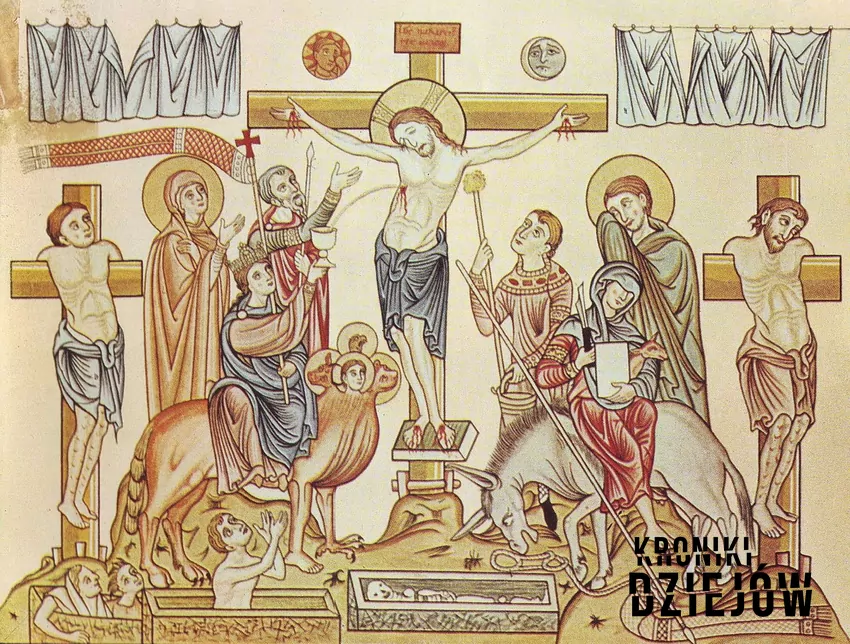 Ukrzyżowanie Jezus Chrystus średniowieczna ilustracja