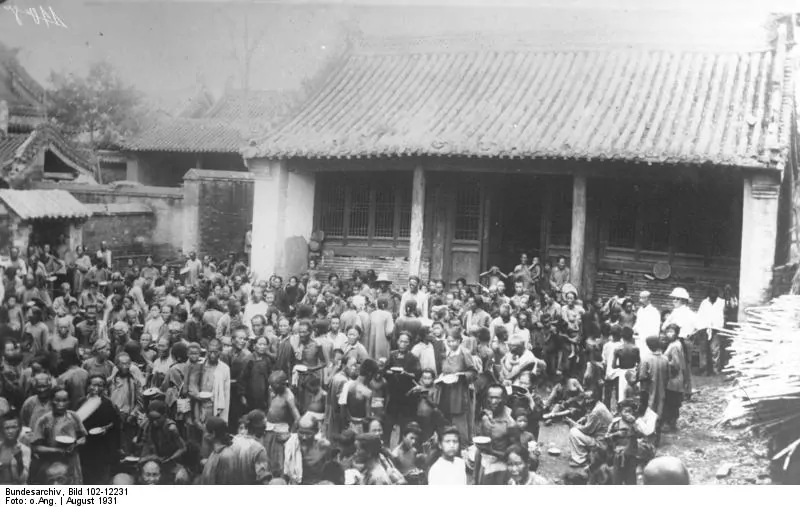 Skutki powodzi w Chinach 1931