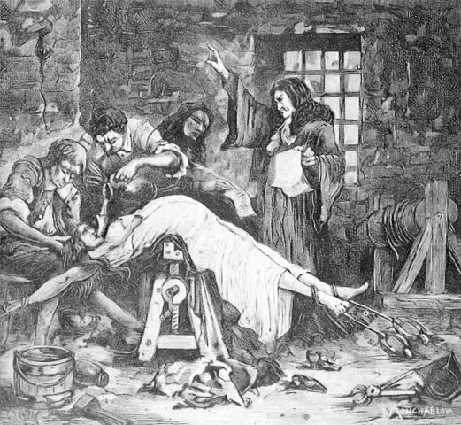Madame de Brinvilliers podczas tortur, czym była afera trucicielska, okrutne zbrodnie Madame de Brinvilliers, biografia Madame de Brinvilliers