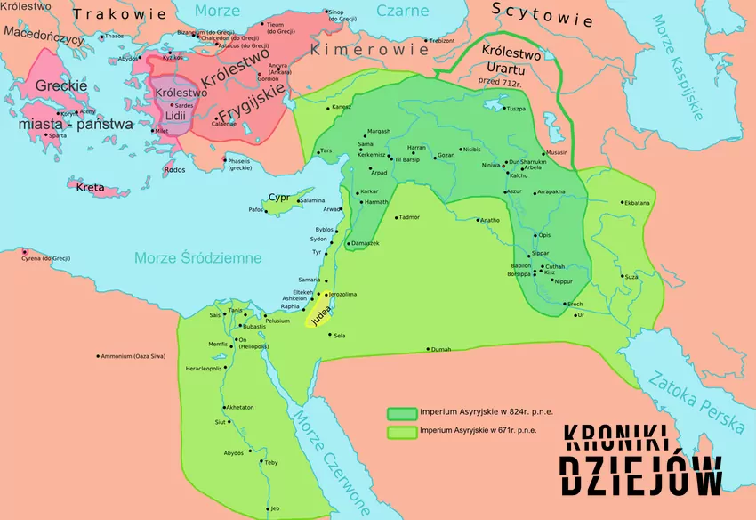 Mapa ekspansji imperium asyryjskiego