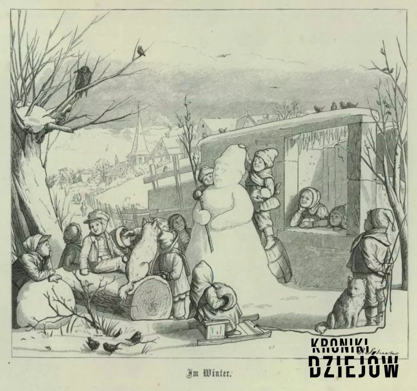 Bałwan otoczony dziećmi, 1867