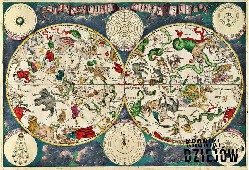 Mapa nieba XVII wiek zodiak