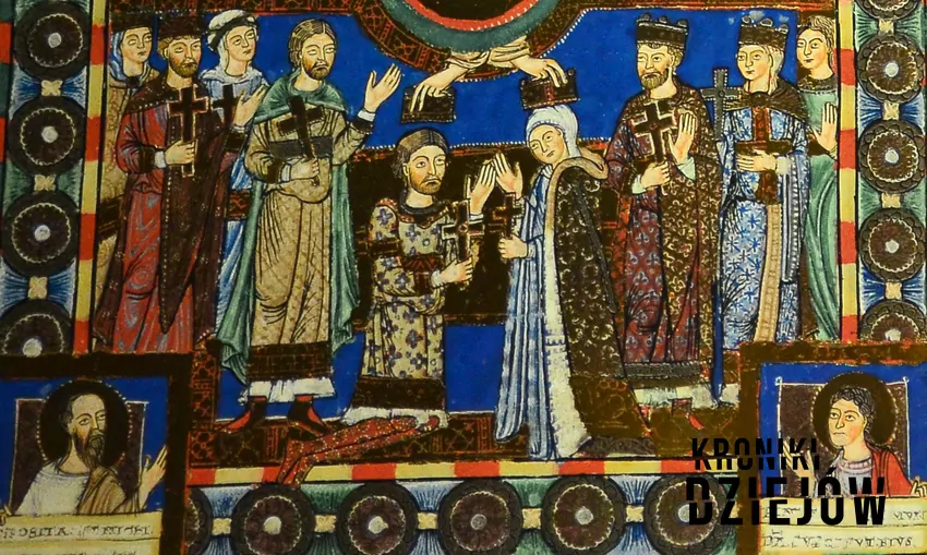 Koronacja Henryka Lwa, jednego z organizatorów krucjaty połabskiej, i jego żony Matyldy w ewangeliarzu Jaki przebieg miała krucjata połabska, czyli co warto wiedzieć, przyczyny oraz skutki