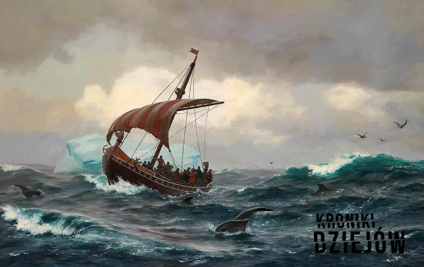 Letnia noc u wybrzeży Grenlandii około roku 1000, obraz Carla Rasmussena (1875)