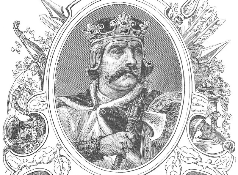 Bolesław Krzywousty król Polski na obrazie Ksawetrego Pillatiego, który rozpoczął rozbicie dzielnicowe w Polsce, a także przyczyny i skutki wydarzenia