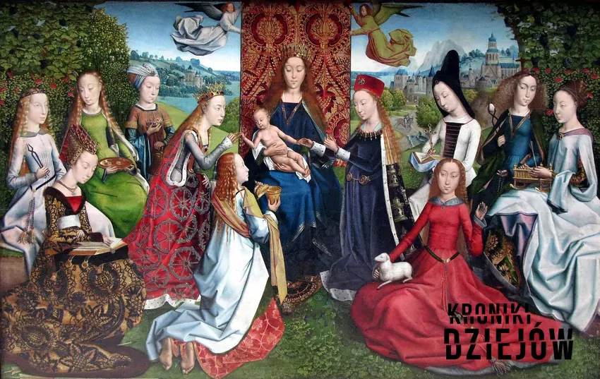 „Dziewica wśród dziewic” – Maryja w otoczeniu innych świętych dziewic na obrazie flamandzkim z końca XV wieku - fot. domena publiczna Dlaczego księża nie mogą mieć żony, a także najważniejsze informacje o celibacie z Kościele Katolickim, a także przyczyny celibatu