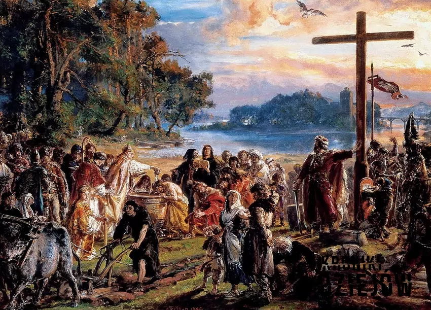 Zaprowadzenie chrześcijaństwa w Polsce według Jana Matejki - fot. domena publiczna Bunt poddanych przeciwko Mieszkowi II oraz historia Mieszka II, jego panowanie, najważniejsze fakty, daty