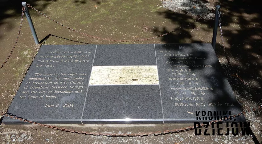 Tablica pamiątkowa, świadectwo przyjaźni Shingō i Jerozolimy