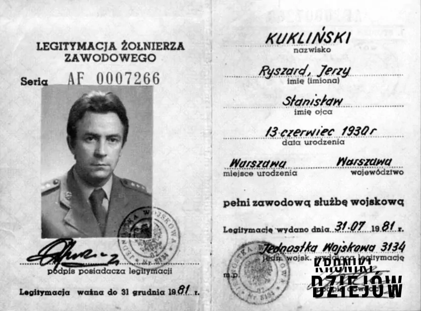 Ostatnia legitymacja wojskowa pułkownika Kuklińskiego