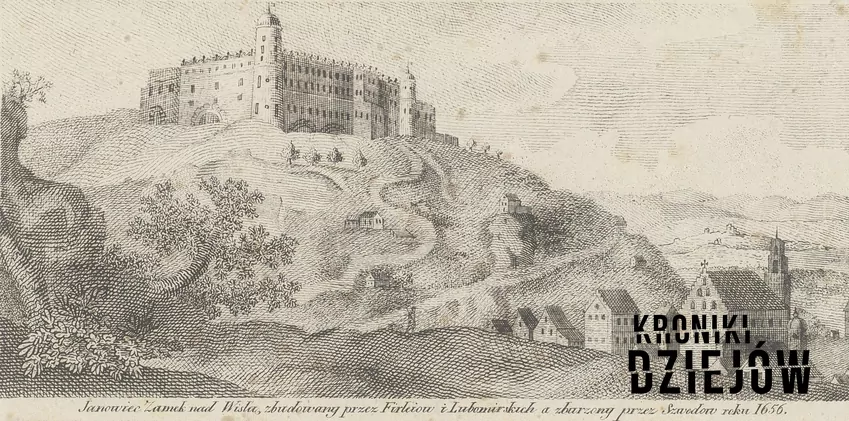 Zamek w Janowcu na litografii Seweryna Oleszczyńskiego (1825)