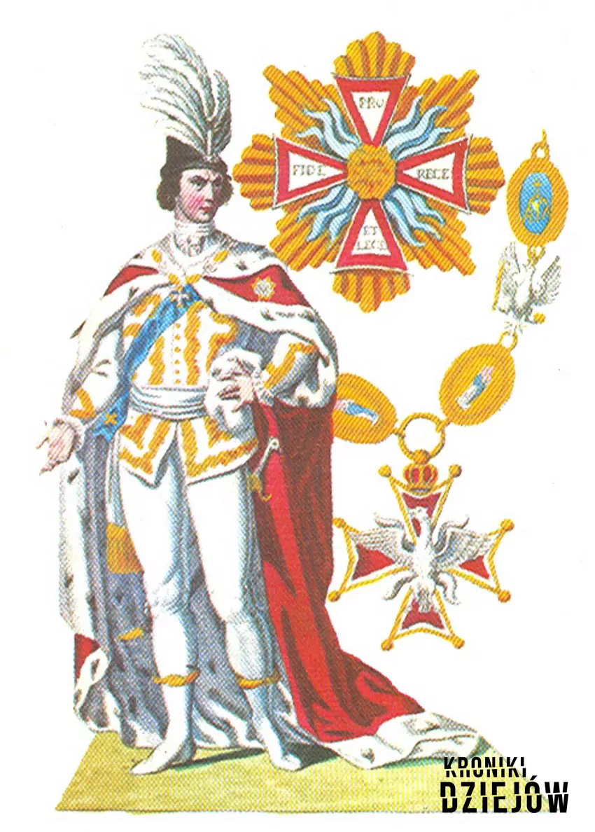Kawaler Orderu Orła Białego w stroju orderowym, rycina z XVIII wieku