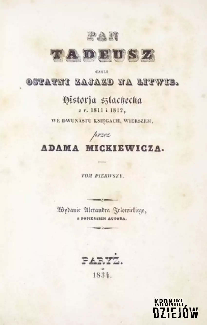 Strona tytułowa pierwszego wydania "pana Tadeusza"