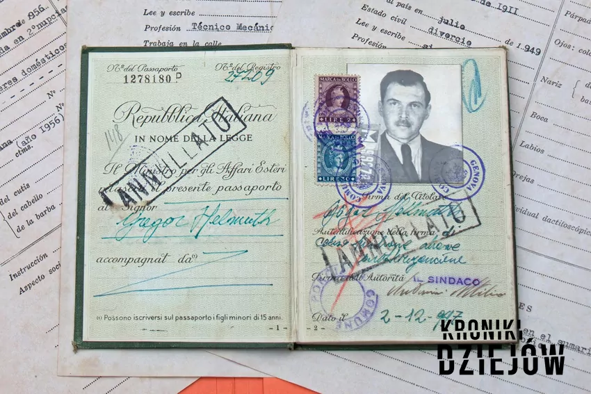 Włoski paszport użyty przez Mengelego w celu ucieczki do Argentyny w 1949 roku