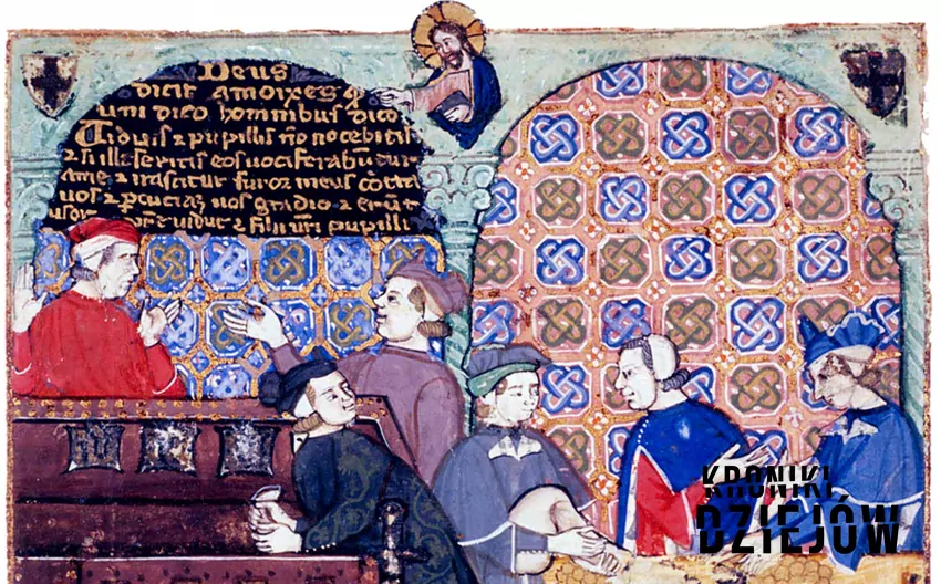 XIV-wieczni bankierzy włoscy. Iluminacja w manuskrypcie z ok. 1340 r. - fot. domena publiczna Największe kryzysy gospodarcze w historii świata, przyczyny oraz skutki kryzysów bankowych