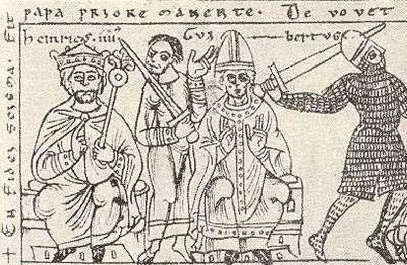 Najgorsi papierze świata, czyli Klement skonfliktowany z Henrykiem IV - rycina pochodząca z epoki