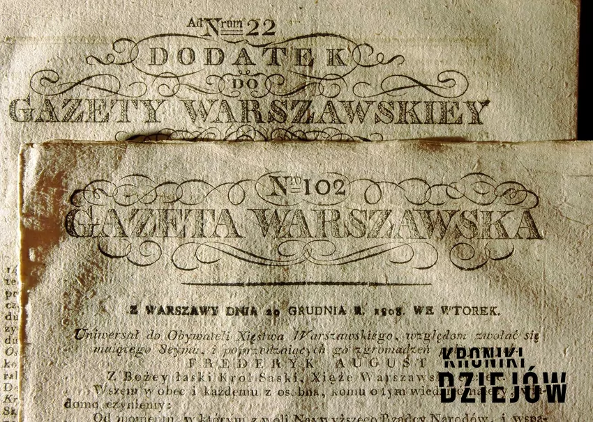 Gazeta Kurier Warszawski w czasie istnienia Księstwa Warszawskiego, data nadania konstytucji i jej najważniejsze zasady