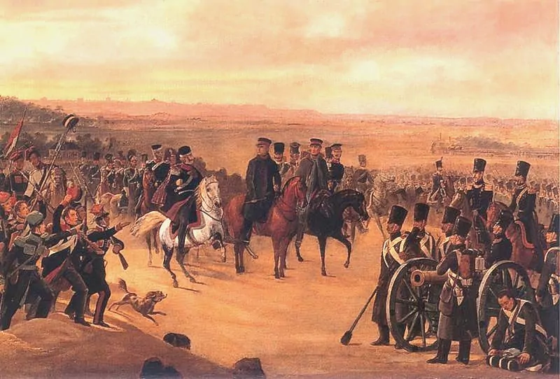 Przywódcy powstania listopadowego, czyli Jan Zygmunt Skrzynecki i Chłopicki dowodzili wojskami polskimi w latach 1830-1831 - fot. domena publiczna Generałowie Powstania Listopadowego Chłopicki i Skrzynecki dowodzący wojskami polskimi na obrazie Januarego Suchodolskiego