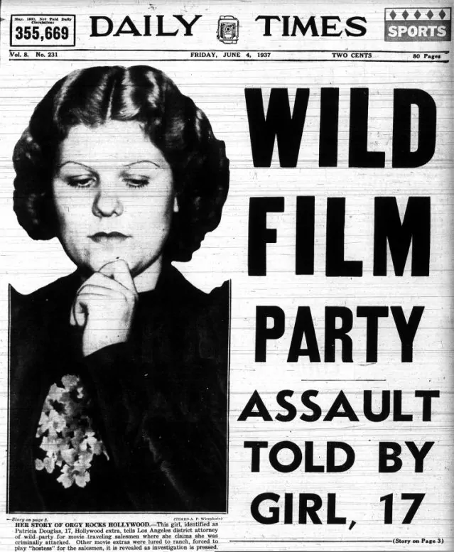 Patricia na pierwszej stronie "Chicago Daily Times" Patricia Douglas