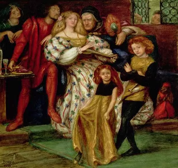 Rodzina Borgiów według XIX-wiecznego malarza Dante Gabriel Rossetti rodzina Borgiów