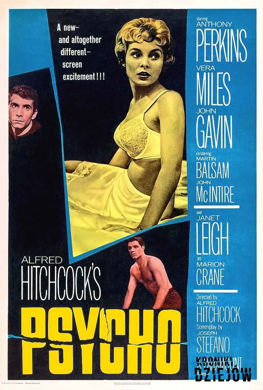 Plakat filmu Psychoza z 1960 roku - fot. domena publiczna Filmy Alfreda Hitchcocka - TOP 6 najlepszych filmów Hitchcocka krok po kroku