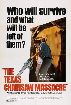 Plakat z filmu „Teksańska masakra piłą mechaniczną” (1974), fot. domena publiczna Teksańska masakra piłą mechaniczną oraz inne ciekawe i polecane filmy o seryjnych mordercach