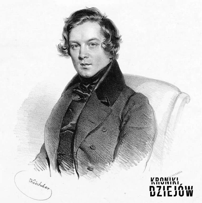 Robert Schumann (1839), litografia Josef Kriehubera, fot. domena publiczna/Wikipedia Robert Schumann (1839)