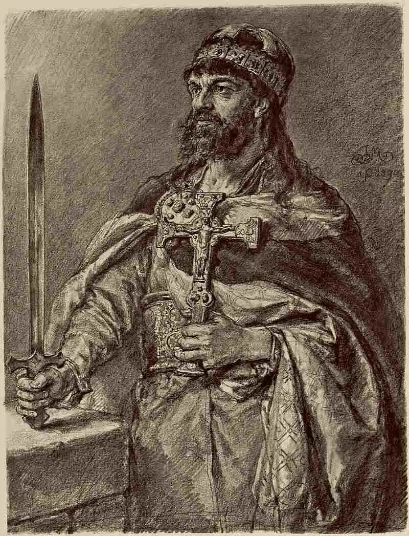 Mieszko I, rysunek Jana Matejki/domena publiczna//wikipedia Mieszko I, rysunek Jana Matejki