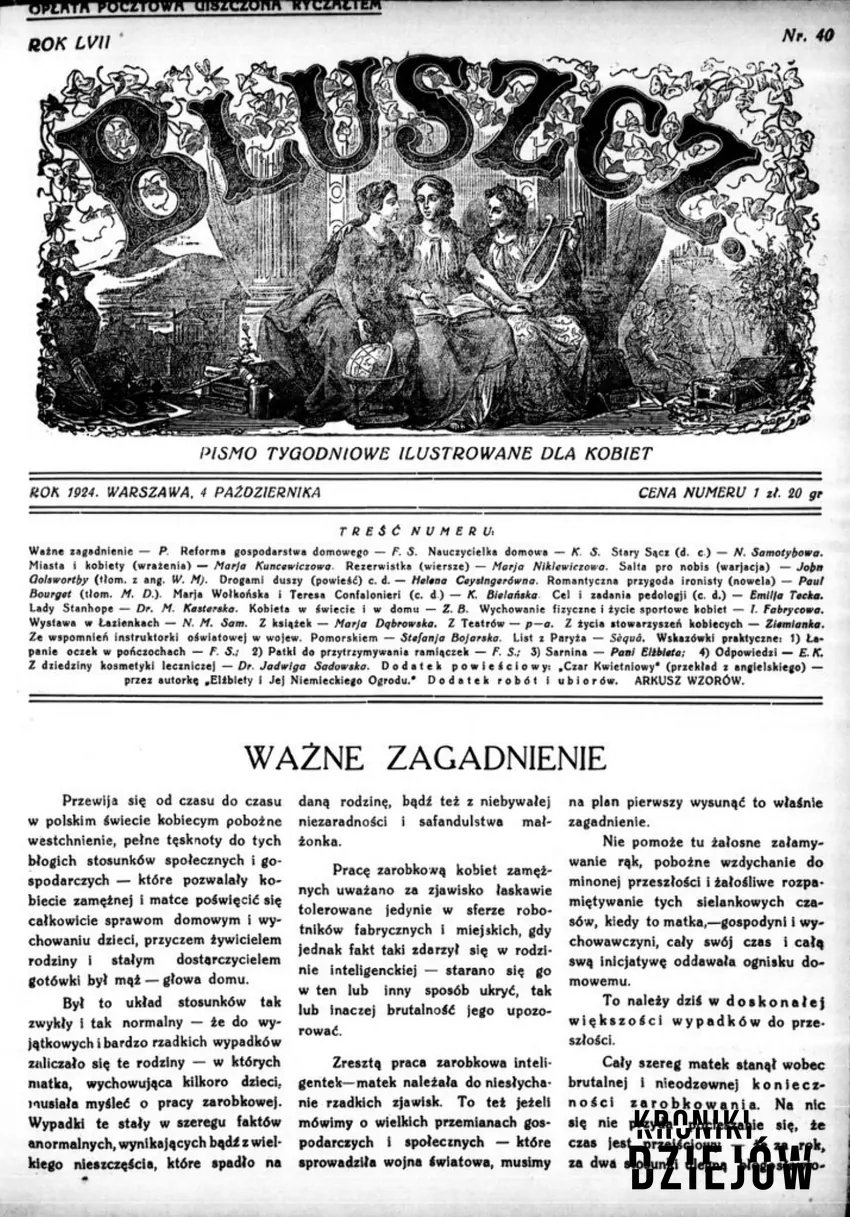Kobiece czasopismo polskie Bluszcz wydawane w latach 1865–1939, fot. domena publiczna/Wikipedia Kobiece czasopismo polskie Bluszcz wydawane w latach 1865–1939
