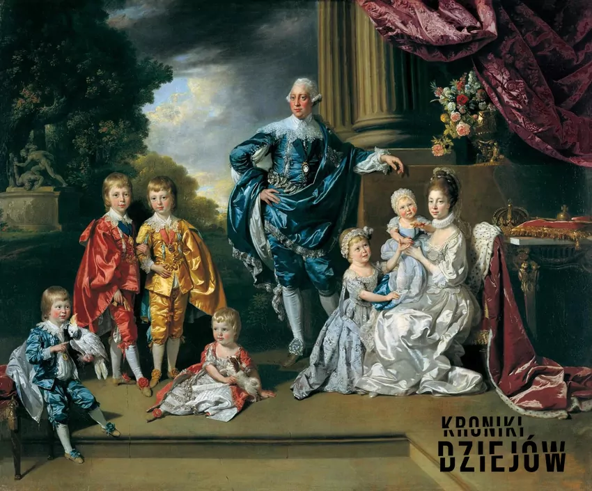 Jerzy III z Charlottą i sześciorgiem dzieci na portrecie Johana Zoffany'ego (1770), fot. domena publiczna/Wikipedia Jerzy III z Charlottą i sześciorgiem dzieci na portrecie Johana Zoffany'ego (1770)