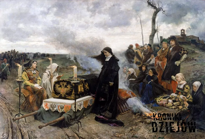 Joanna Szalona przy trumnie Filipa Pięknego, obraz Francisco Pradilli (1877), fot. domena publiczna/Wikipedia Joanna Szalona przy trumnie Filipa Pięknego, obraz Francisco Pradilli (1877)