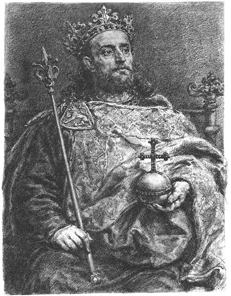 Portret przedstawiający króla Czech i Polski - Wacława II - autorem obrazu jest Jan Matejko, fot. domena publiczna Portret króla Wacława II, Portret króla Polski namalowany przez Jana Matejkę,