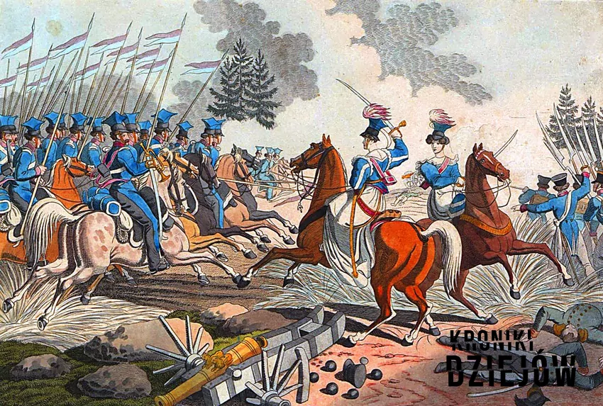 Emilia Plater i jej rola w historii Polski, czyli pochodzenie, udział w powstaniu, biografia oraz bohaterska śmierć - fot. domena publiczna Emilia Plater na koniu na czele kosynierów, a także historia udziału w powstaniu, śmierć oraz najważniejsze wydarzenia