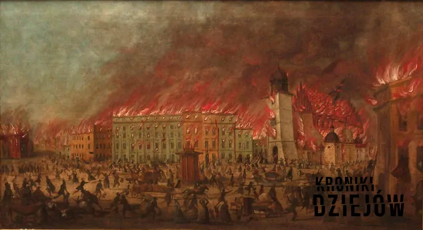 Pożar Krakowa, obraz Teodora Baltazara Stachowicza (1850