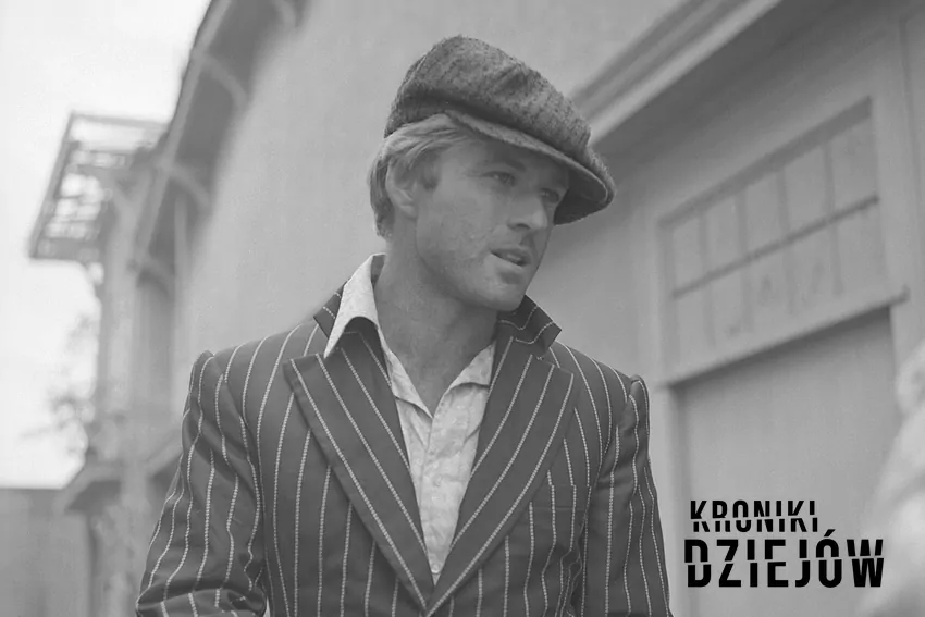 Robert Redford w trakcie zdjęć do filmu "Żądło" z 1973r., fot. domena publiczna Robert Redford na planie "Żądła"