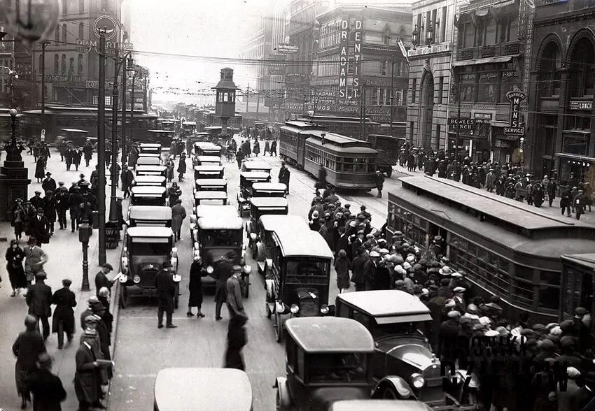 Centrum Detroit około 1920 roku Detroit