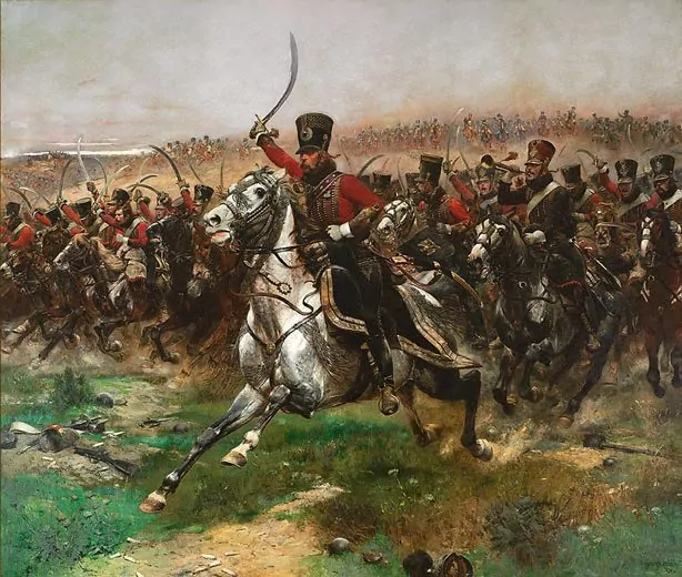 Bitwa pod Waterloo, czyli skutki, przyczyny, przebieg i dokładna data oraz straty po stronie Francji i Prus - fot. domena publiczna Bitwa pod Waterloo i francuska jazda konna na obrazie Vive L'Empereur! Edouard Detaille