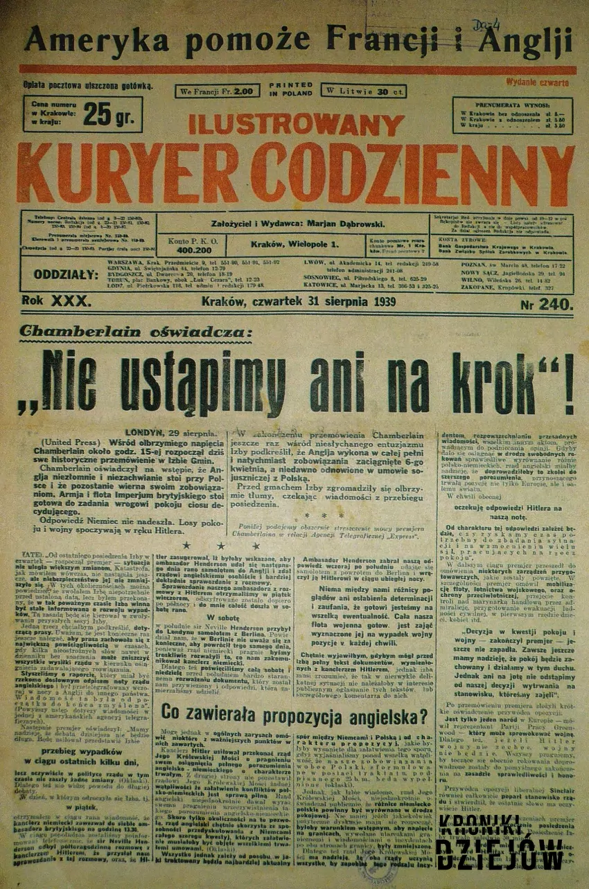 "Ilustrowany Kurier Codzienny" z 31 sierpnia 1939 roku, fot. domena publiczna/Wikipedia "Ilustrowany Kurier Codzienny" z 31 sierpnia 1939 roku,